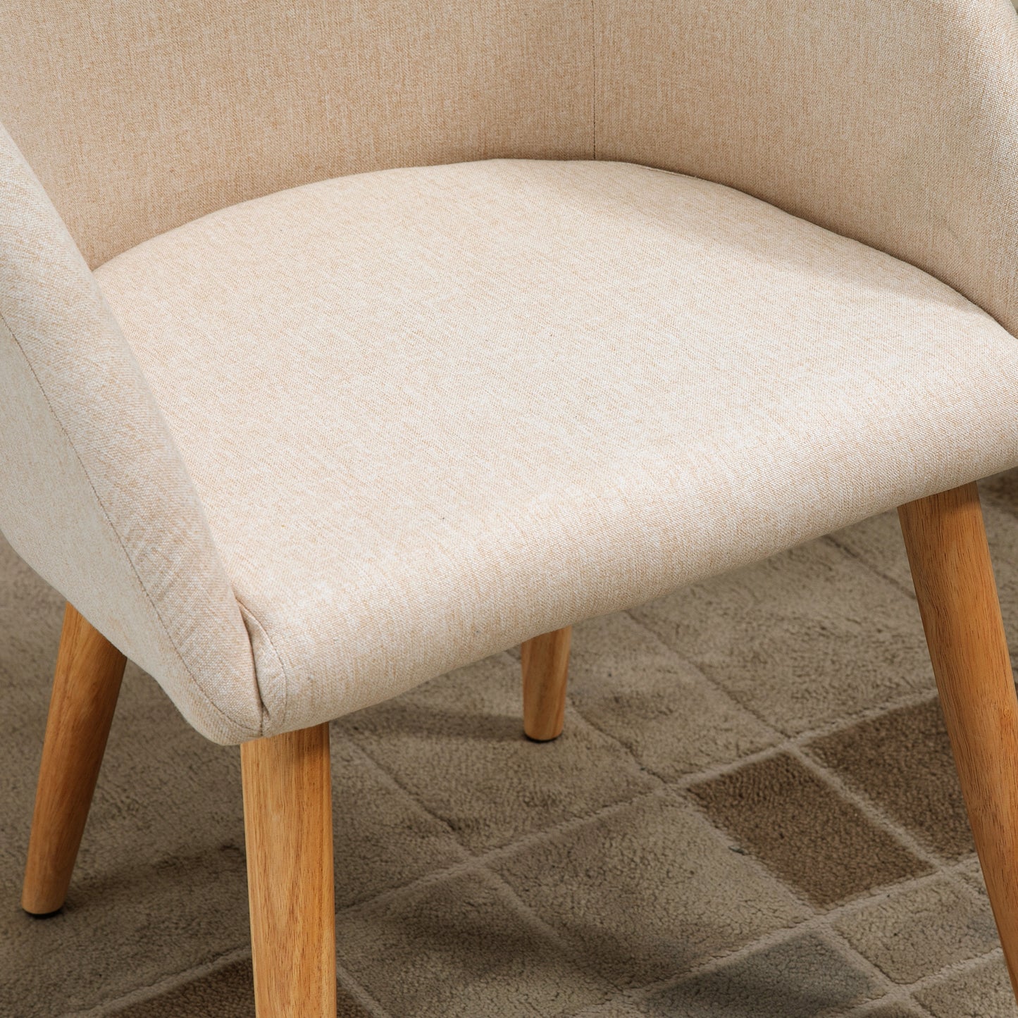 HOMCOM 2er-Set gepolsterte Stühle, skandinavisches Design, Polsterstühle mit Holzbeinen, rutschfeste Pads, 150 kg Belastbarkeit, Beige