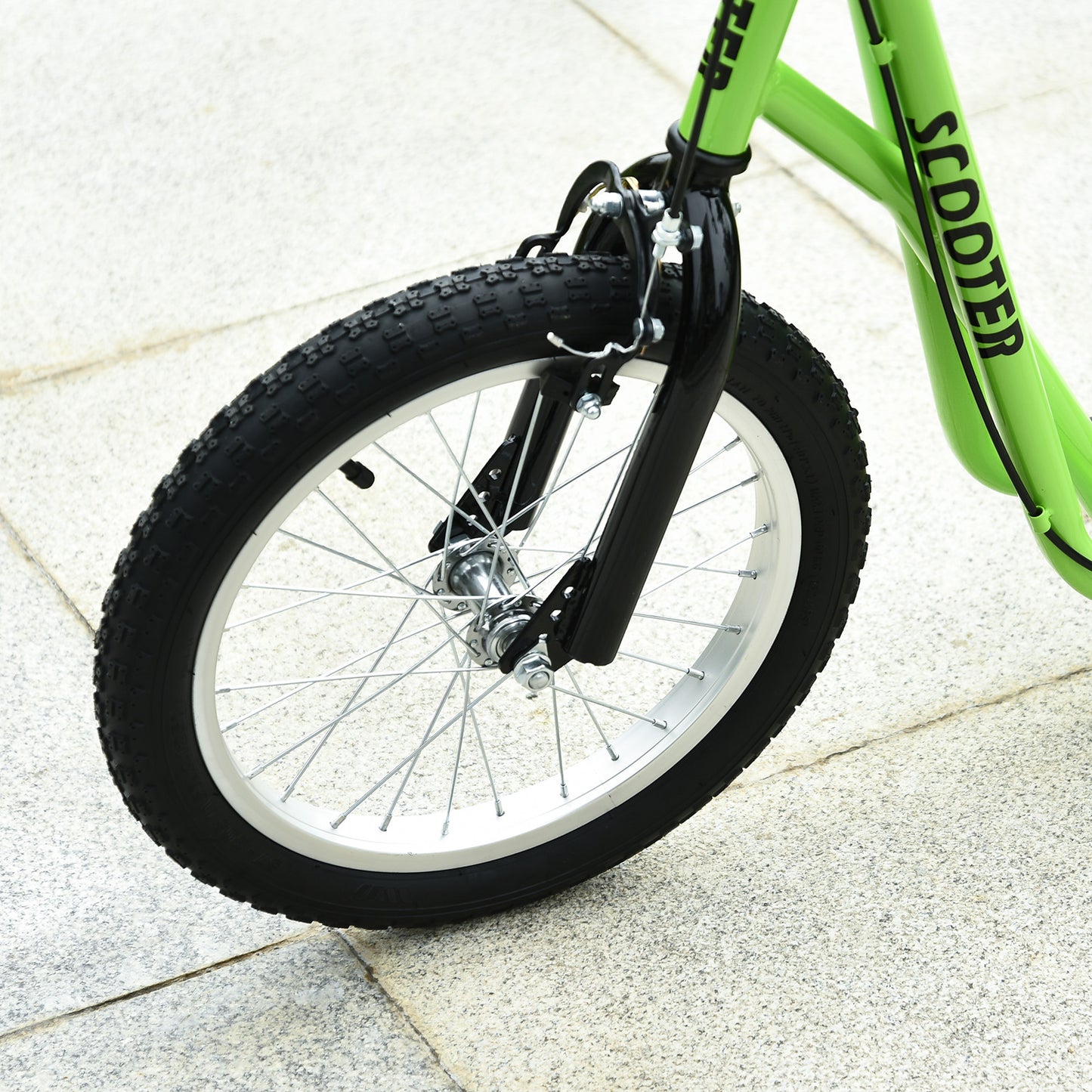 HOMCOM Kinderroller Scooter Tretroller Cityroller Kickscooter Roller Kinder Kickboard mit Luftreifen und Handbremse Scooter Kinder ab 5 Jahre 16 Zoll Grün 139 x 58 x 90-96 cm