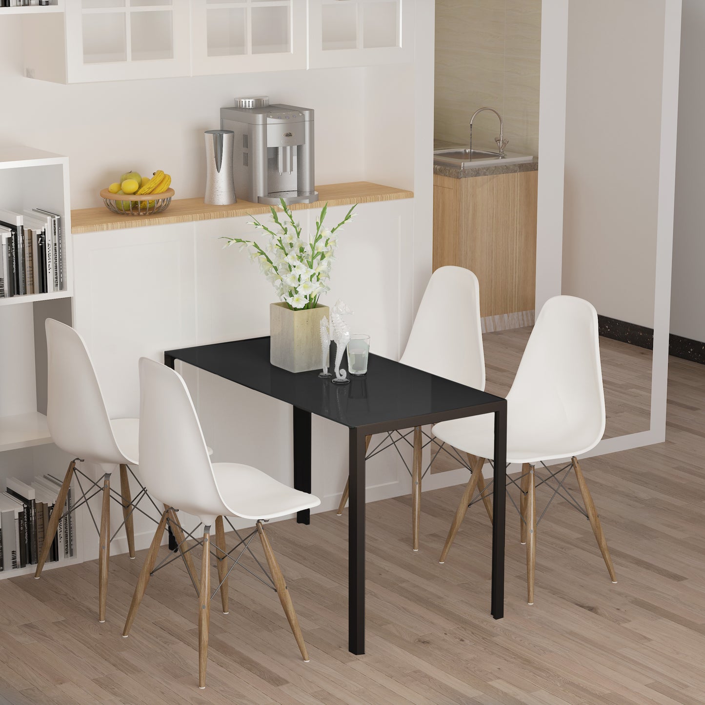 HOMCOM Esstisch Küchentisch großer Tisch, modernes Design, 120 cm x 60 cm x 75 cm, Schwarz