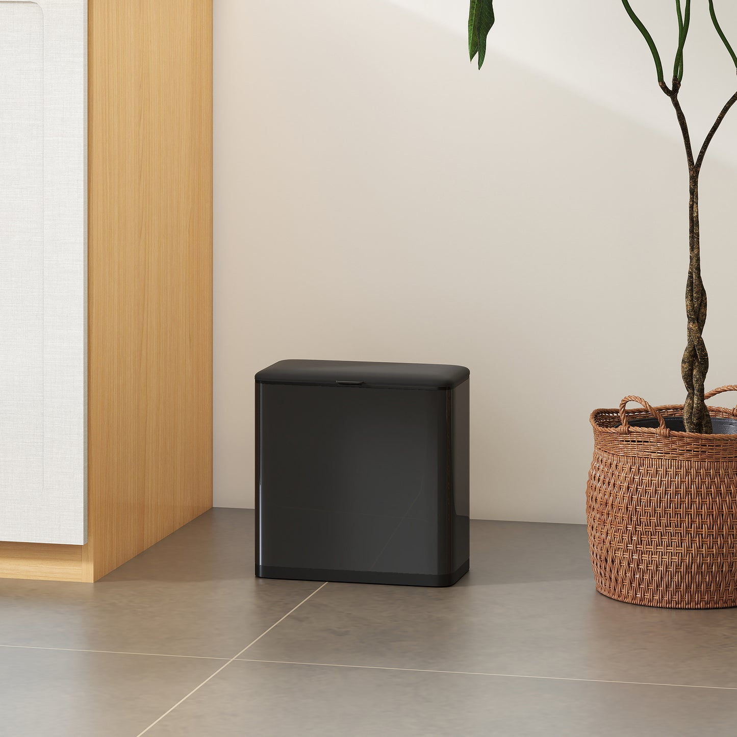 HOMCOM 8 L Mülleimer, freistehend أو chängend platzierbar, Edelstahl, شوارتز