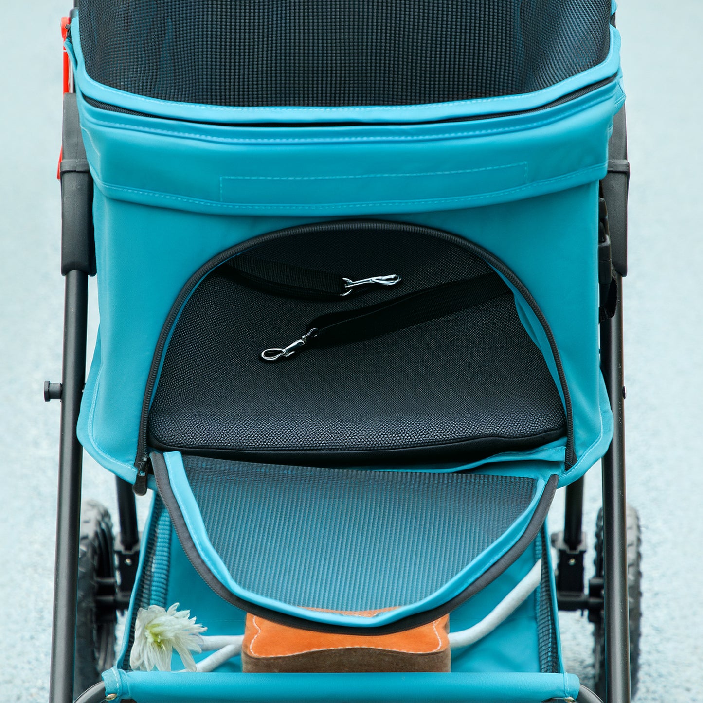 PawHut 3-in-1-Haustierkinderwagen، zusammenklappbarer Hundewagen mit 4 Rädern وabnehmbarer Trage for Hunde وKatzen Türkis