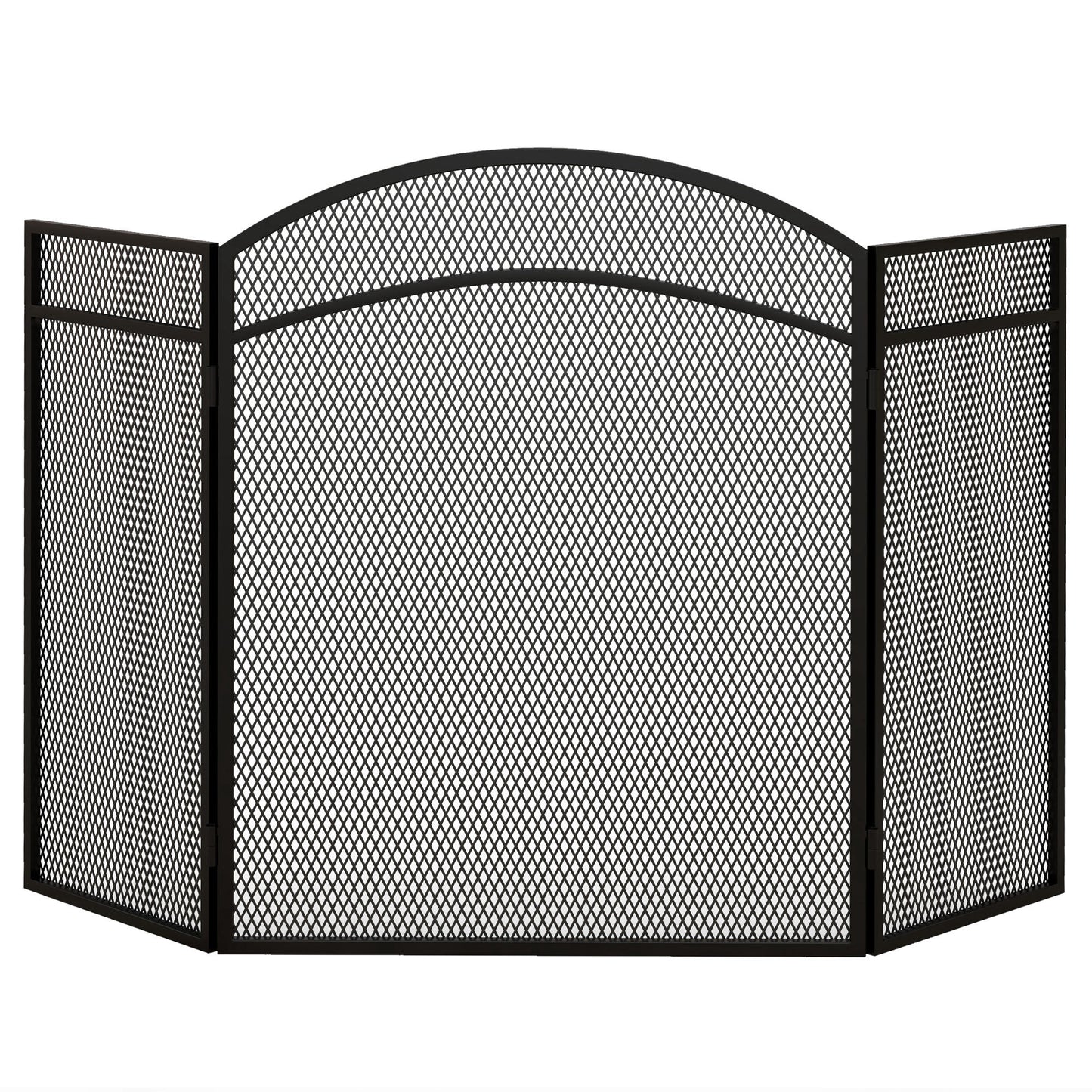 HOMCOM Funkenschutz für Kamine, eleganter Funkenfänger, faltbar, beschichtet, Schwarz, 96 x 60 cm