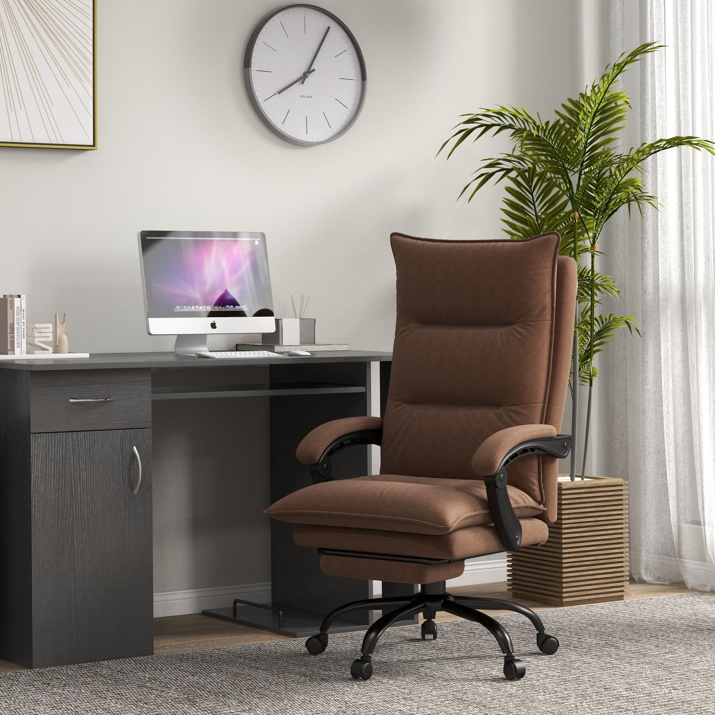 Vinsetto Bürostuhl mit Massage- und Heizfunktion, Fußstütze, verstellbar, bis 120 kg, Braun