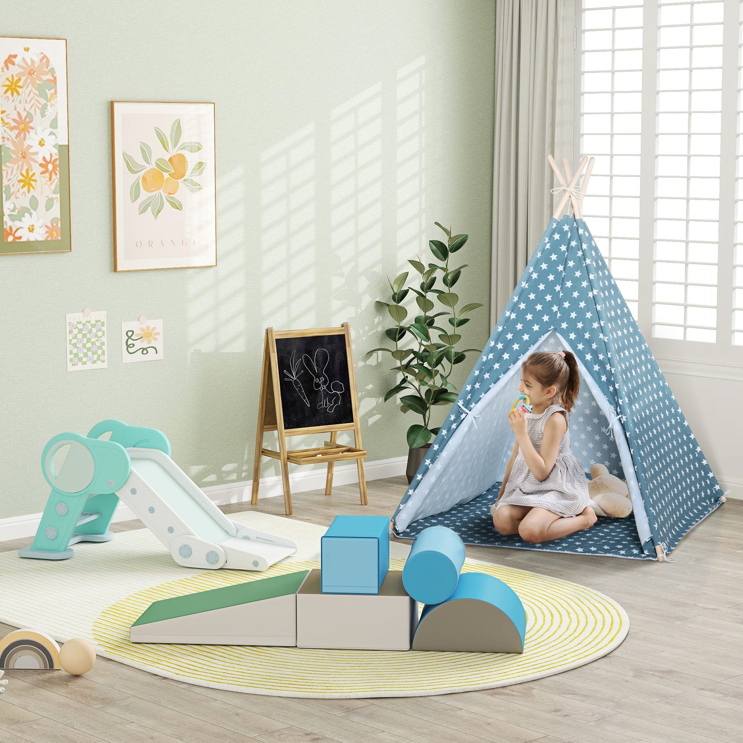 هومكوم 5 TLG. Schaumstoff Bausteine Kinder Softbausteine Klettern Bauklötze Weiche Schaumstoffbausteine Riesenbausteine Schaumstoffblöcke Bausteinset Spielbausteine für Baby & Kleinkinder Mehrfarbig