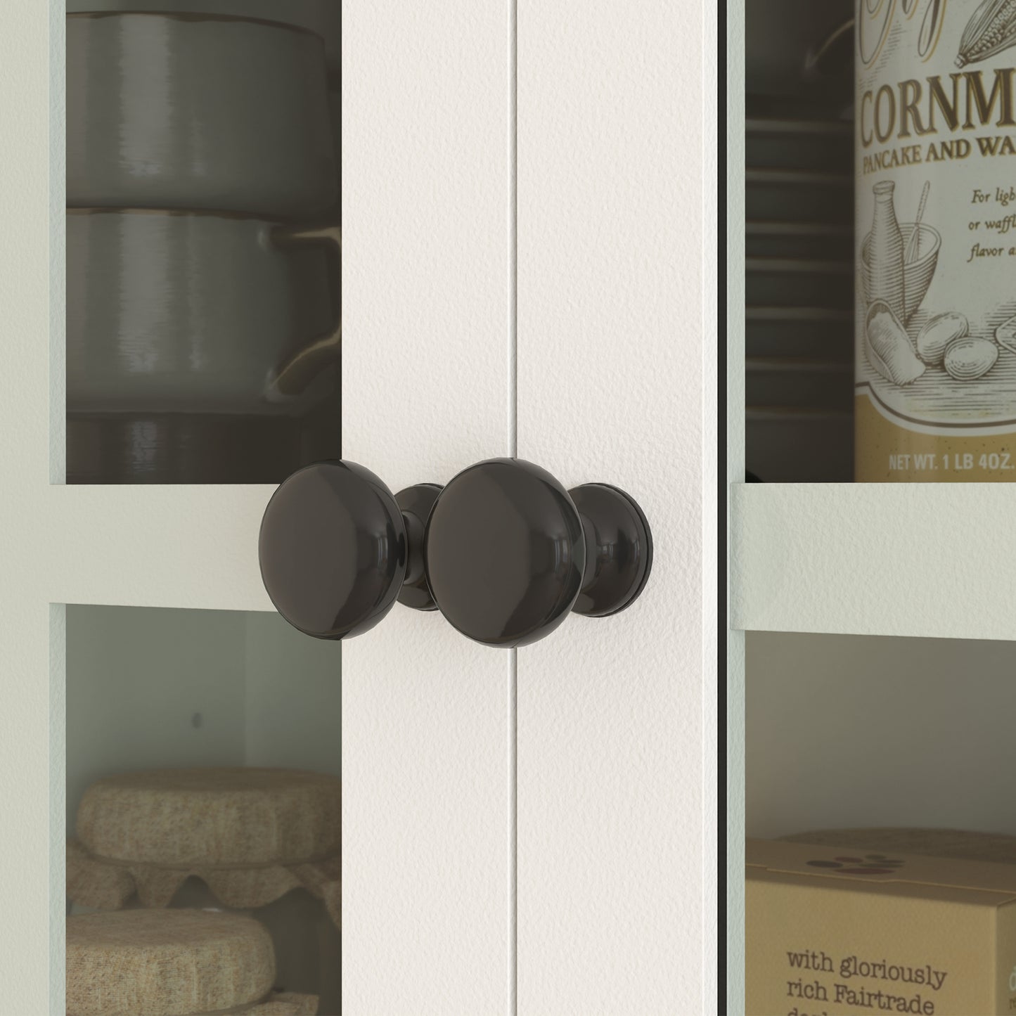 HOMCOM Küchenschrank mit Glastüren, 2 Schubladen, Geschirrschrank, Esszimmerschrank, Holz, 68 x 39,5 x 170 سم, فايس