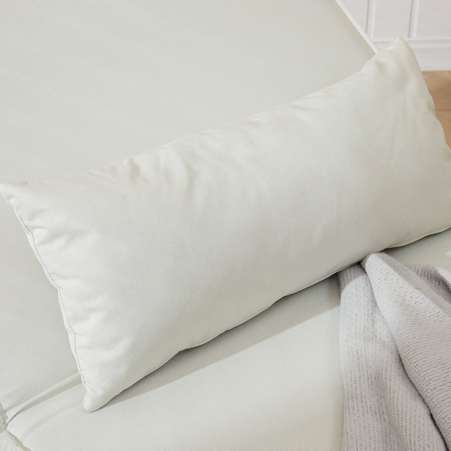 HOMCOM Einzelsofa Schlafsofa Sofabett Klappsofa verstellbar Rückenlehne Liege nordisch skandinavisch 25D Schaumstoff Haus Leinenimitat Tannenholz Cremeweiß 94 × 78 × 80 سم