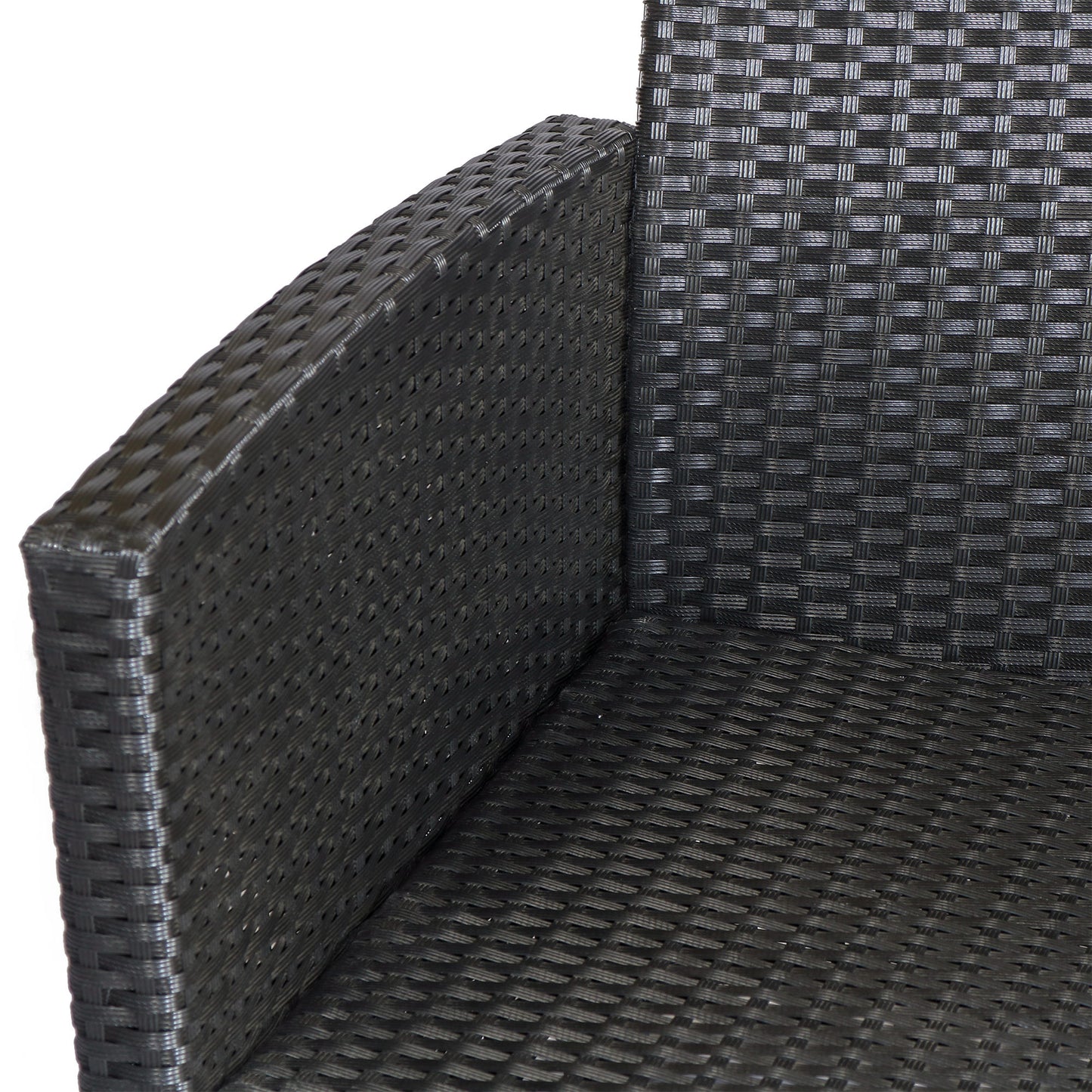 Outsunny Gartenmöbel-Set. 4-tlg., 2 Sessel, 1 Sofa, 1 Couchtisch, abnehmbare Polster, PE-Rattan, Schwarz