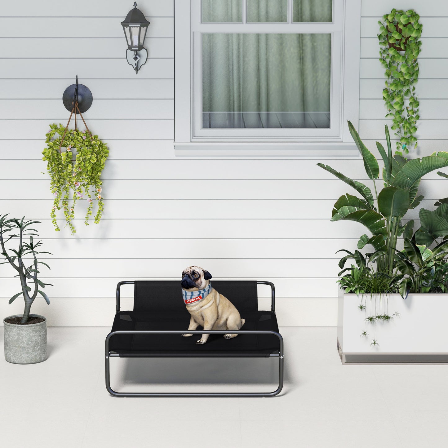 PawHut Hundebett, erhöhte Bauweise, Mesh-Bezug, Stahlrahmen, 29 x 91 x 69 cm, Schwarz