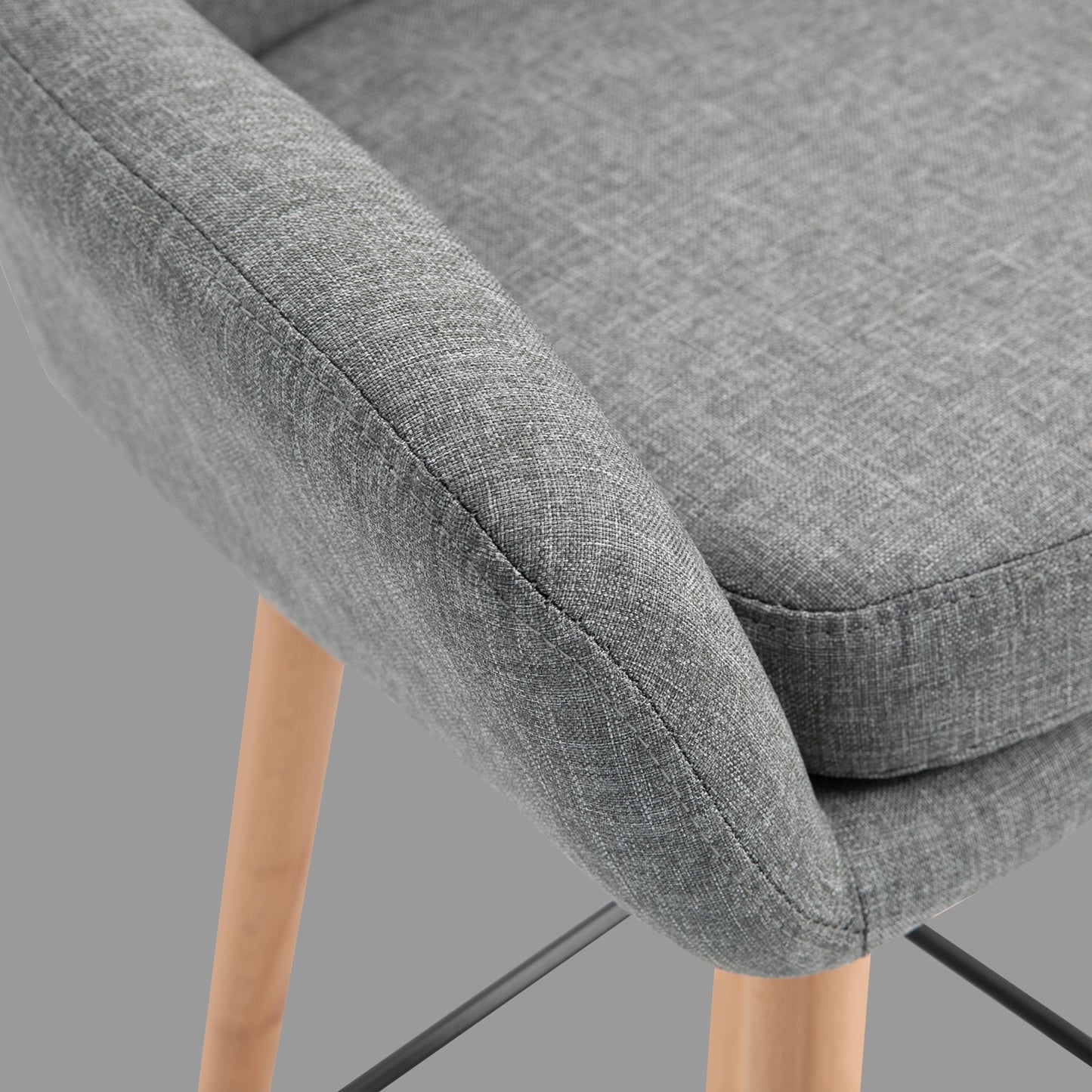 HOMCOM 2er-Set Barhocker, inkl. Fußstütze, Massivholz, 55 cm x 48c m x 100 cm, Grau