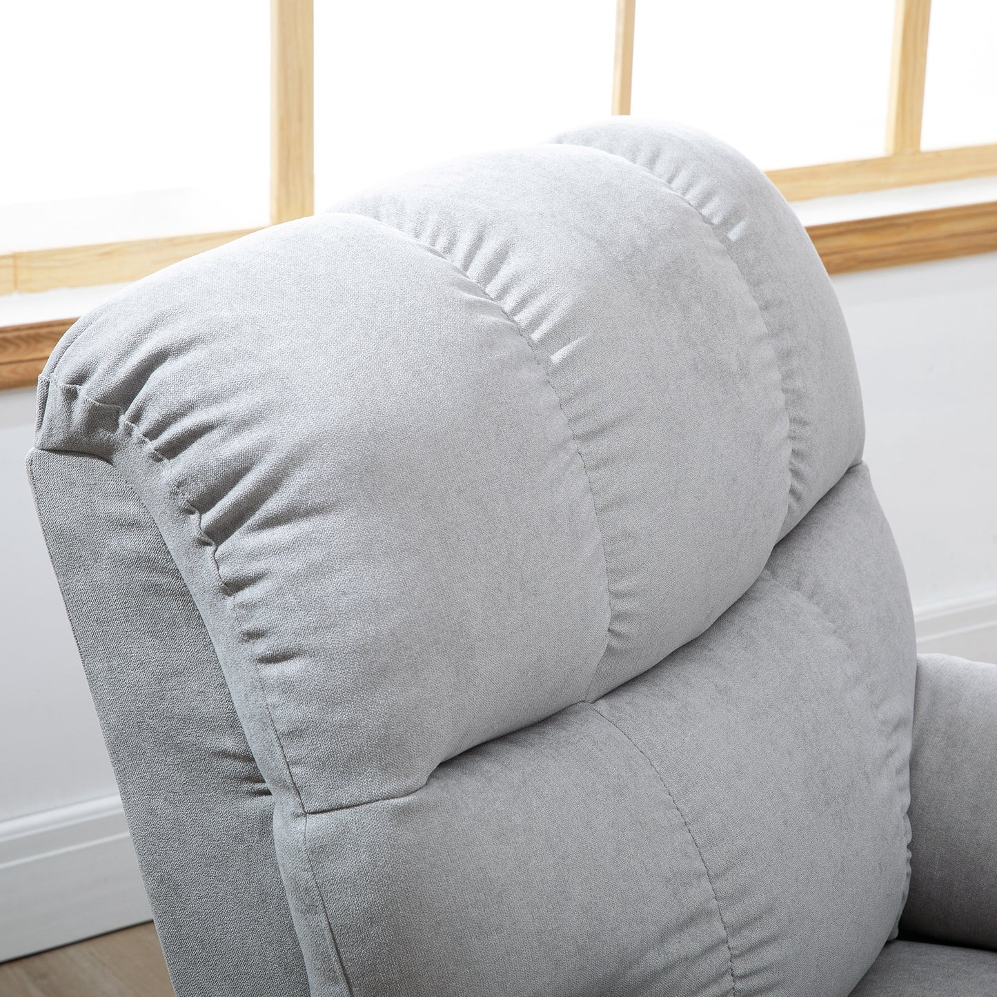 HOMCOM Sessel mit Aufstehhilfe, Massagesessel, Relaxsessel mit USB-Anschluss, Fernsehsessel mit Fernbedienung, Seitentasche, Neigebarer TV-Sessel mit Samtoptik, Grau