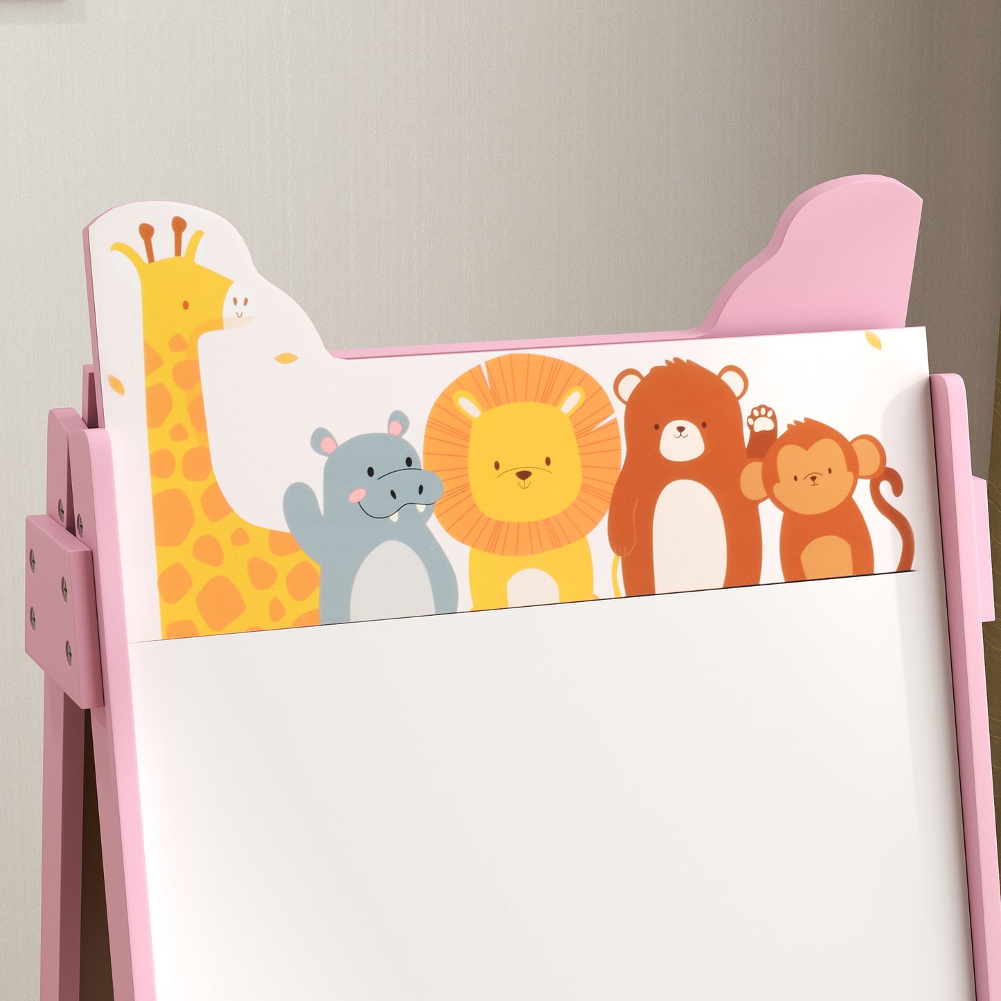 AIYAPLAY 2-in-1 Kindermalstaffelei mit Whiteboard, Kreidetafel, Aufbewahrungsboxen, für Kinder im Alter von 3-8 Jahren, Rosa