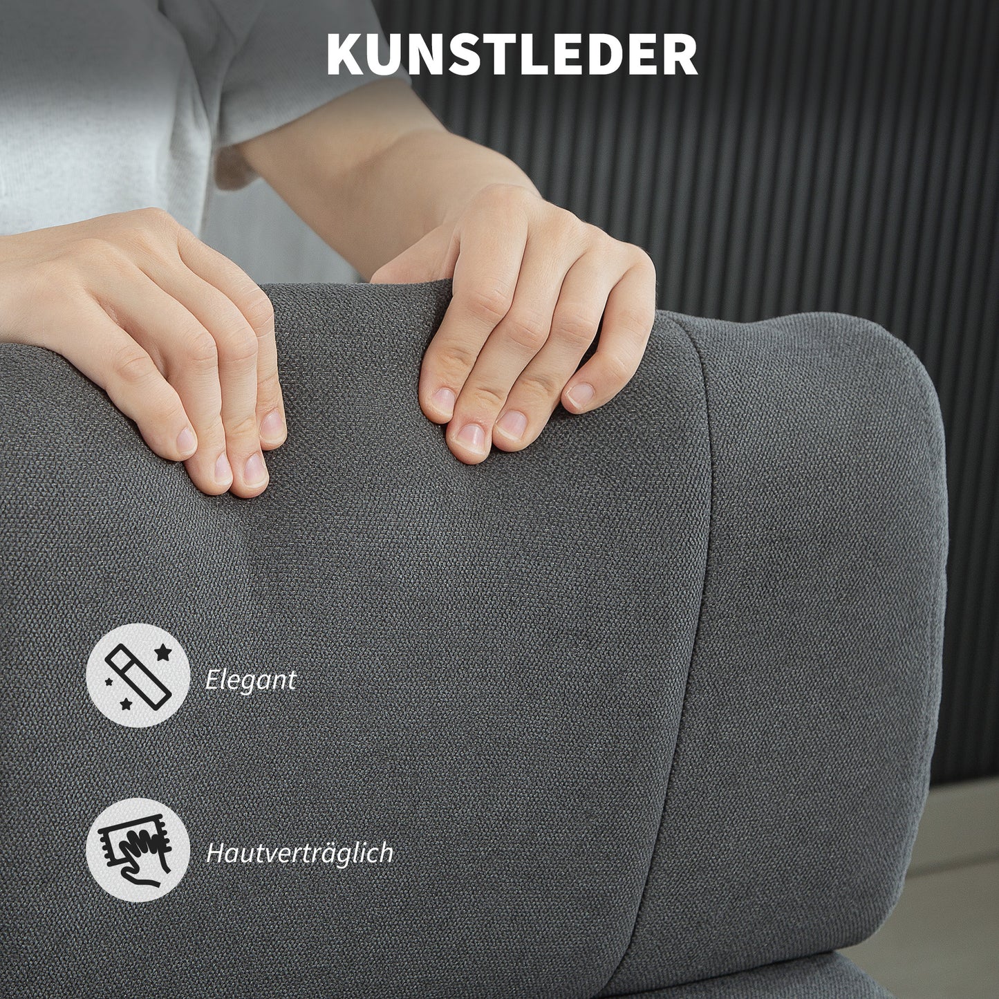HOMCOM Gepolsterter Bürostuhl mit Samt-Optik, höhenverstellbar, rollbar, Grau
