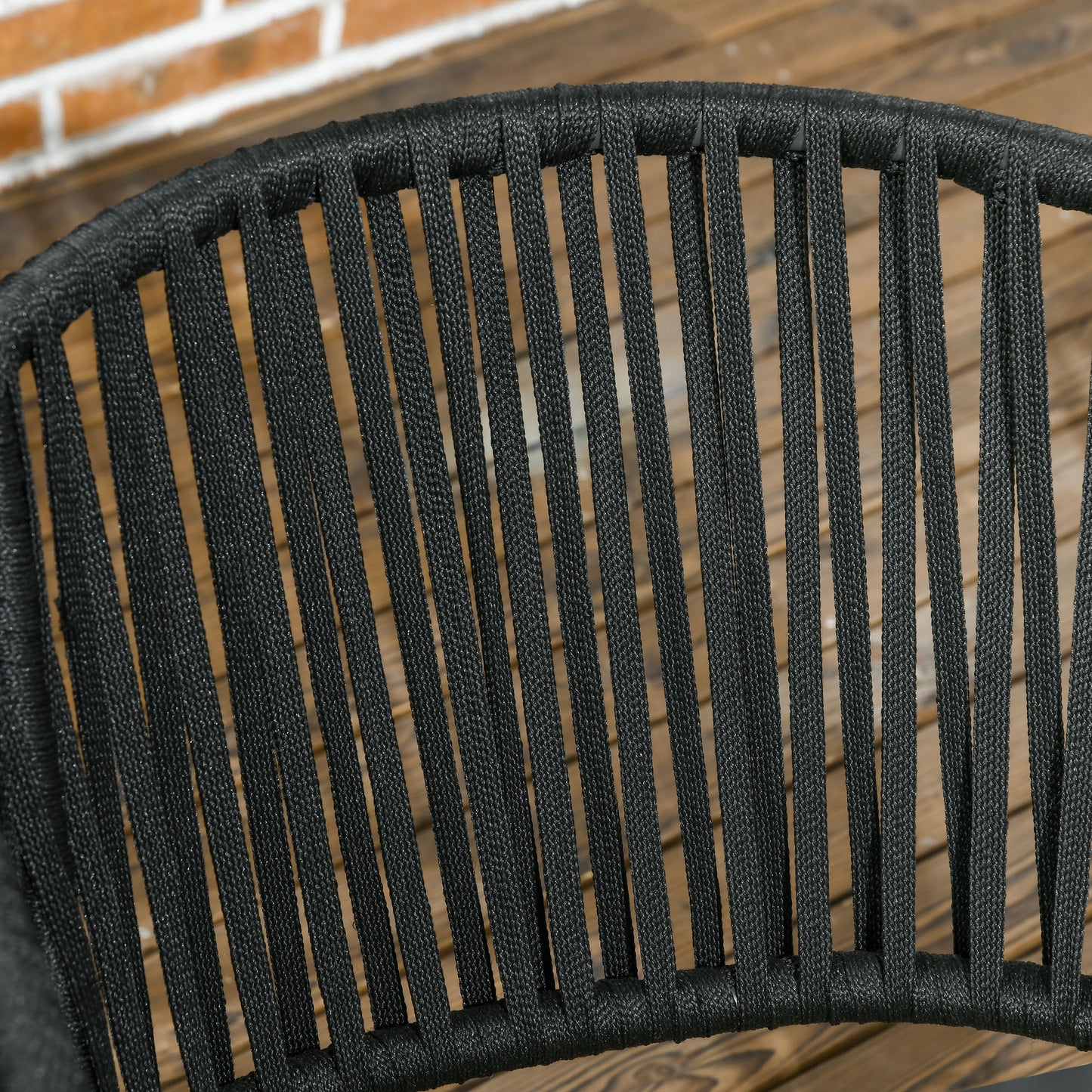 Outsunny Outdoor Stühle, 2-er Set, Boho-Design, Sitz- und Rückenkissen, bequeme Sitzschale, Metallrahmen, Schwarz