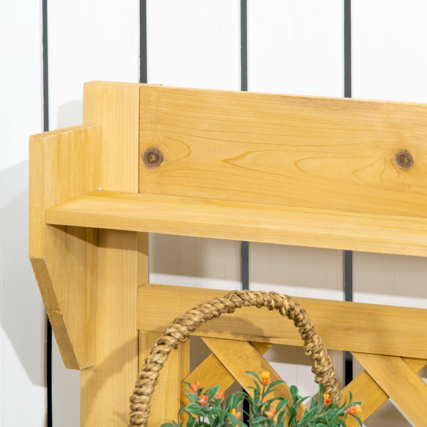 Outsunny Garten-Arbeitstisch, integriertes Edelstahl-Spülbecken, 2 Ablagen, Massivholz, braun, 92 x 45 x 120 cm