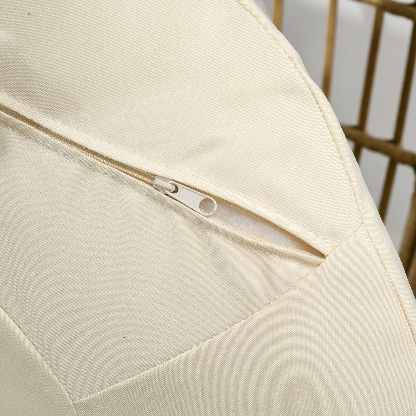 Outsunny Korbstuhl in Rattanoptik, weiche Sitzkissen, Aluminiumrahmen, khaki+beige, 105 x 90 x 148 cm