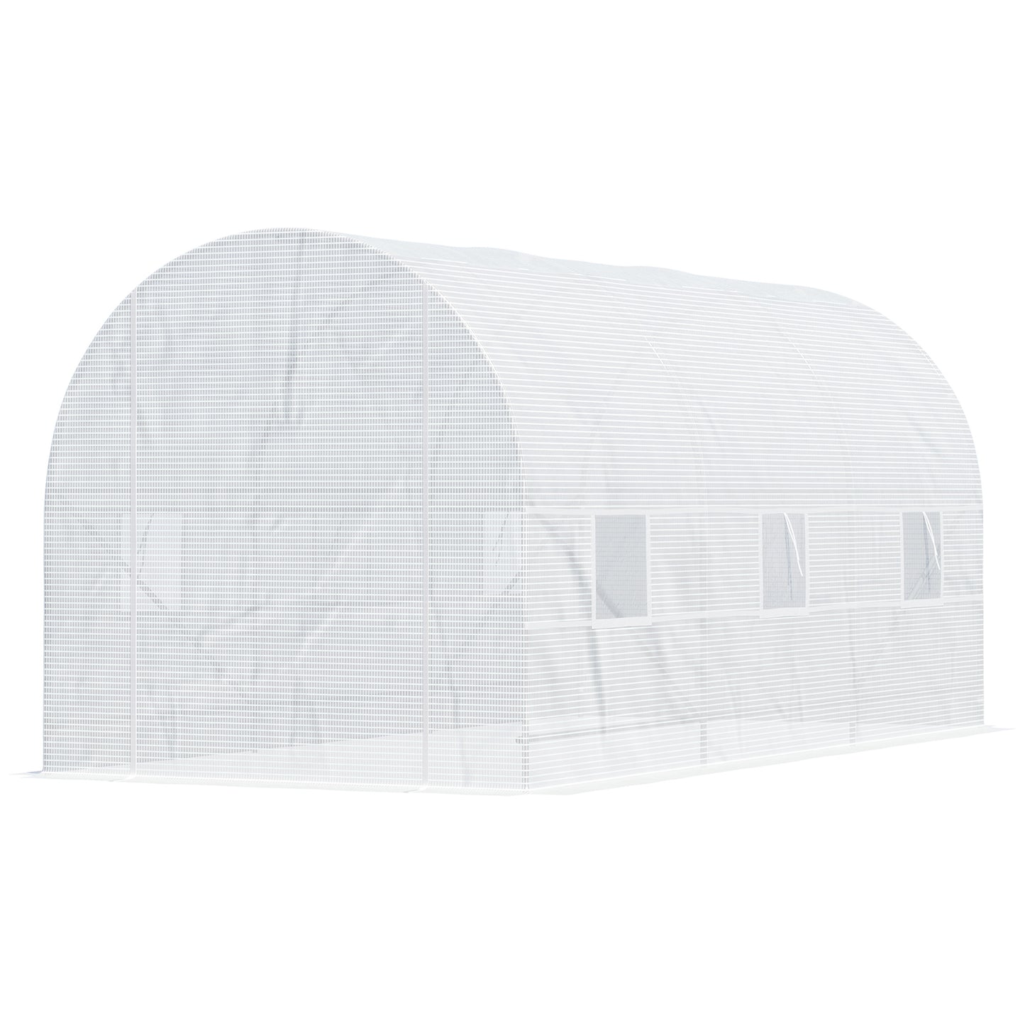 Outsunny Foliengewächshaus Treibhaus begehbar mit Metallrahmen 4,45 x 2 x 2m Weiß