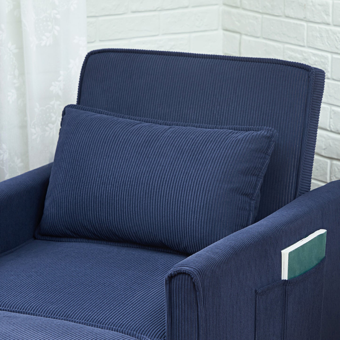 HOMCOM Schlafsessel, verstellbar, 3 Positionen, Cordbezug, bis 120 kg, Blau