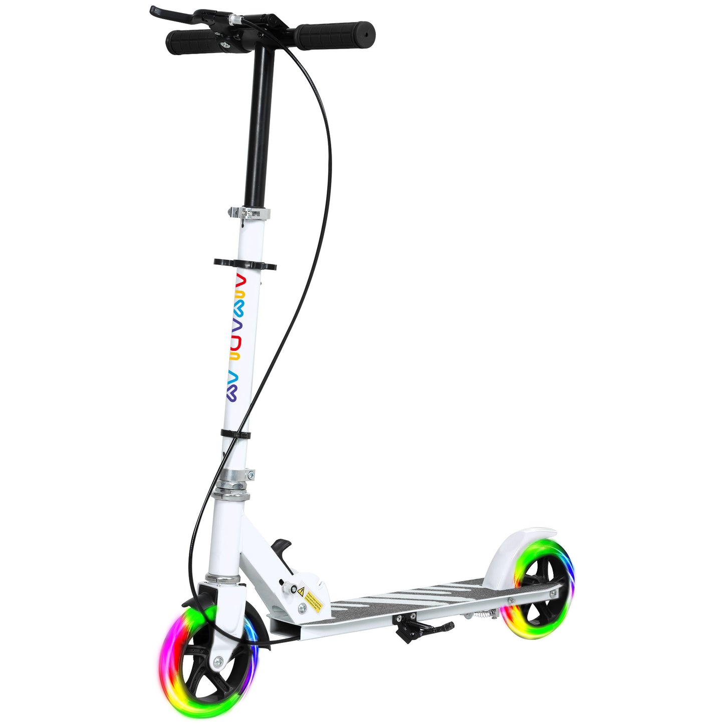 AIYAPLAY Kinderroller, Doppelte Bremsen, Metallrahmen, Fußstütze, faltbar, 3-8 Jahre, Weiß