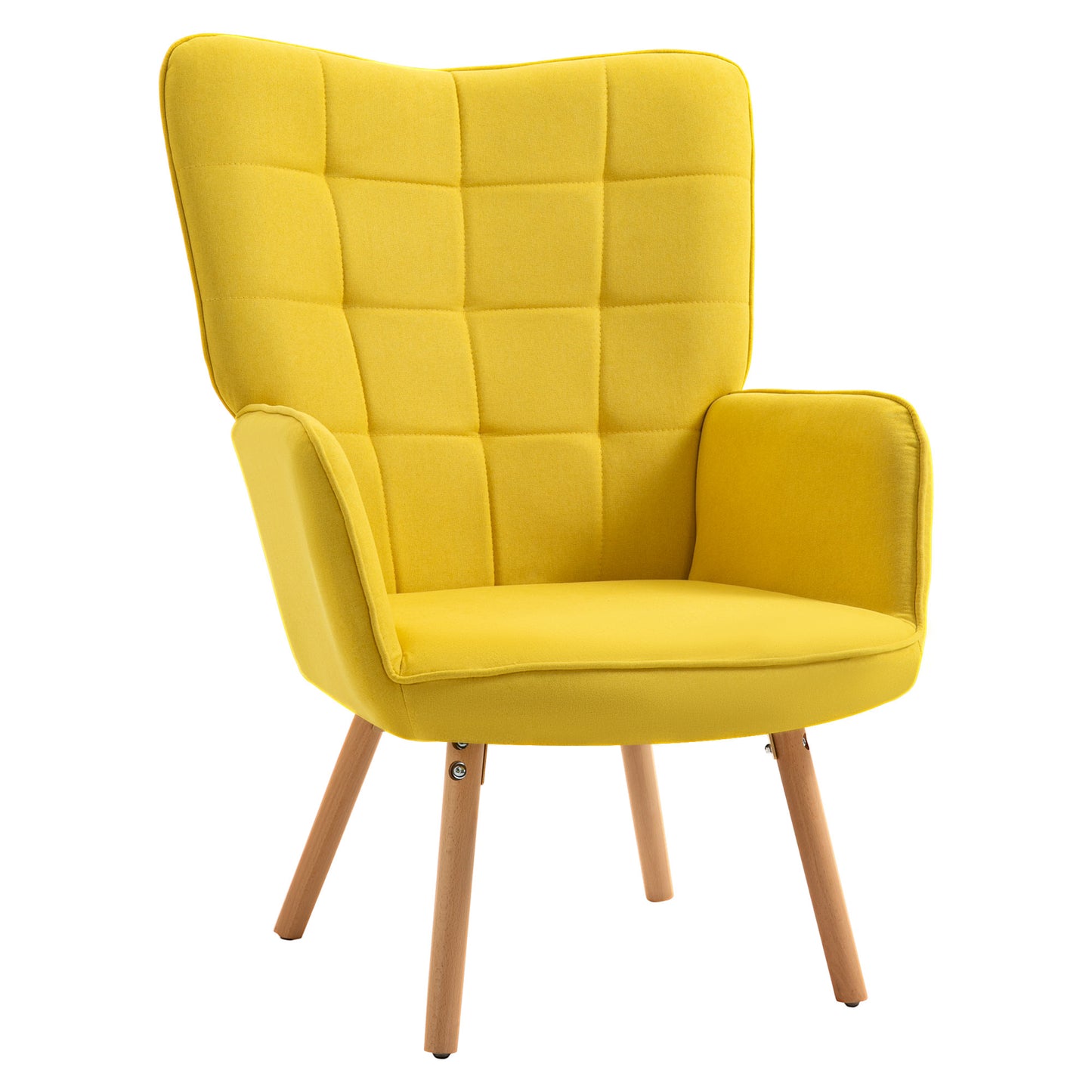 HOMCOM Wohnzimmerstuhl, Einzelsessel mit Rückenlehne, samtartiges Polyester, Schaumstoff, Buchenholz, 71 x 76 x 101 cm, Grau