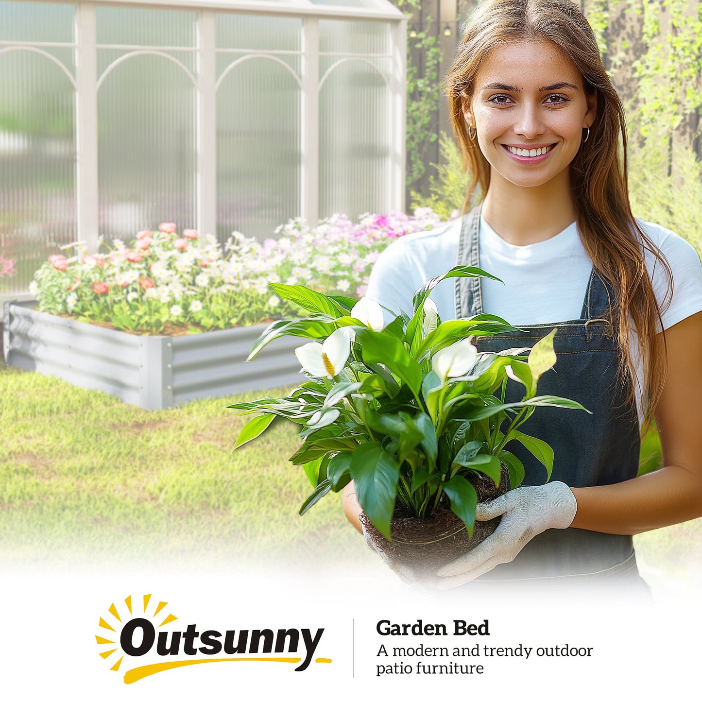 Outsunny Hochbeet aus Stahl، Wetterbeständig Pflanzbeet mit Anti-Schnittkante Frühbeet