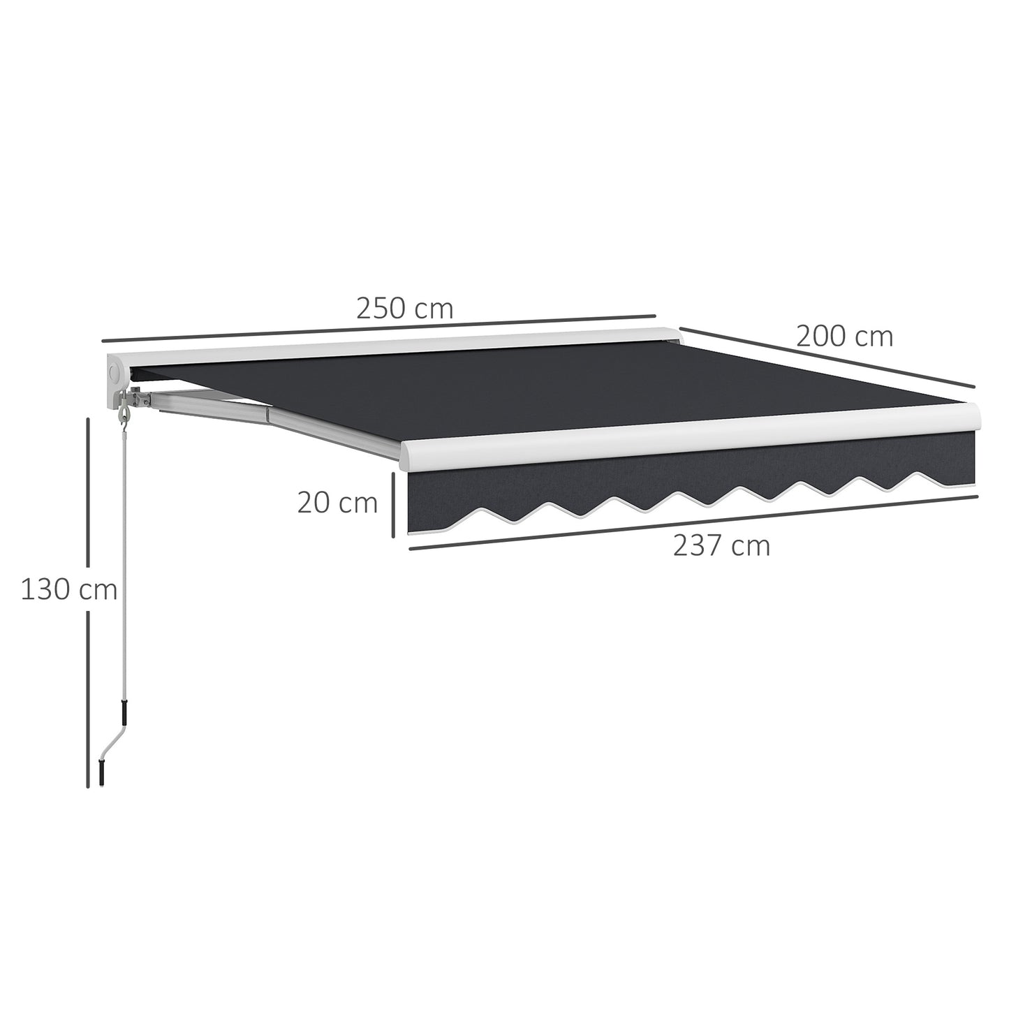 Outsunny Markise, elektrisch/manuell ausfahrbar, Halbkassette, Fernbedienung, Aluminiumrahmen, 2,5 x 2 m, Grau
