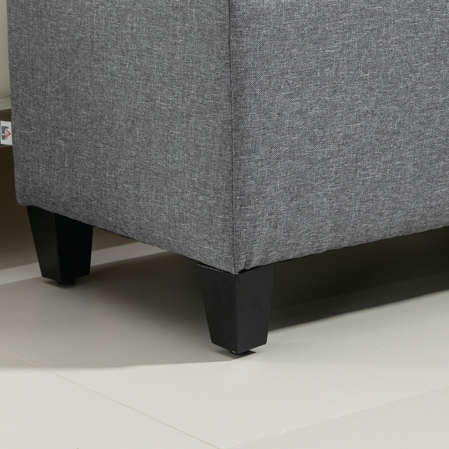 HOMCOM Sitzbank، Polsterbank mit Stauraum، leinenartiges البوليستر، Kautschukholz، 100 × 40 × 44 سم، Hellgrau