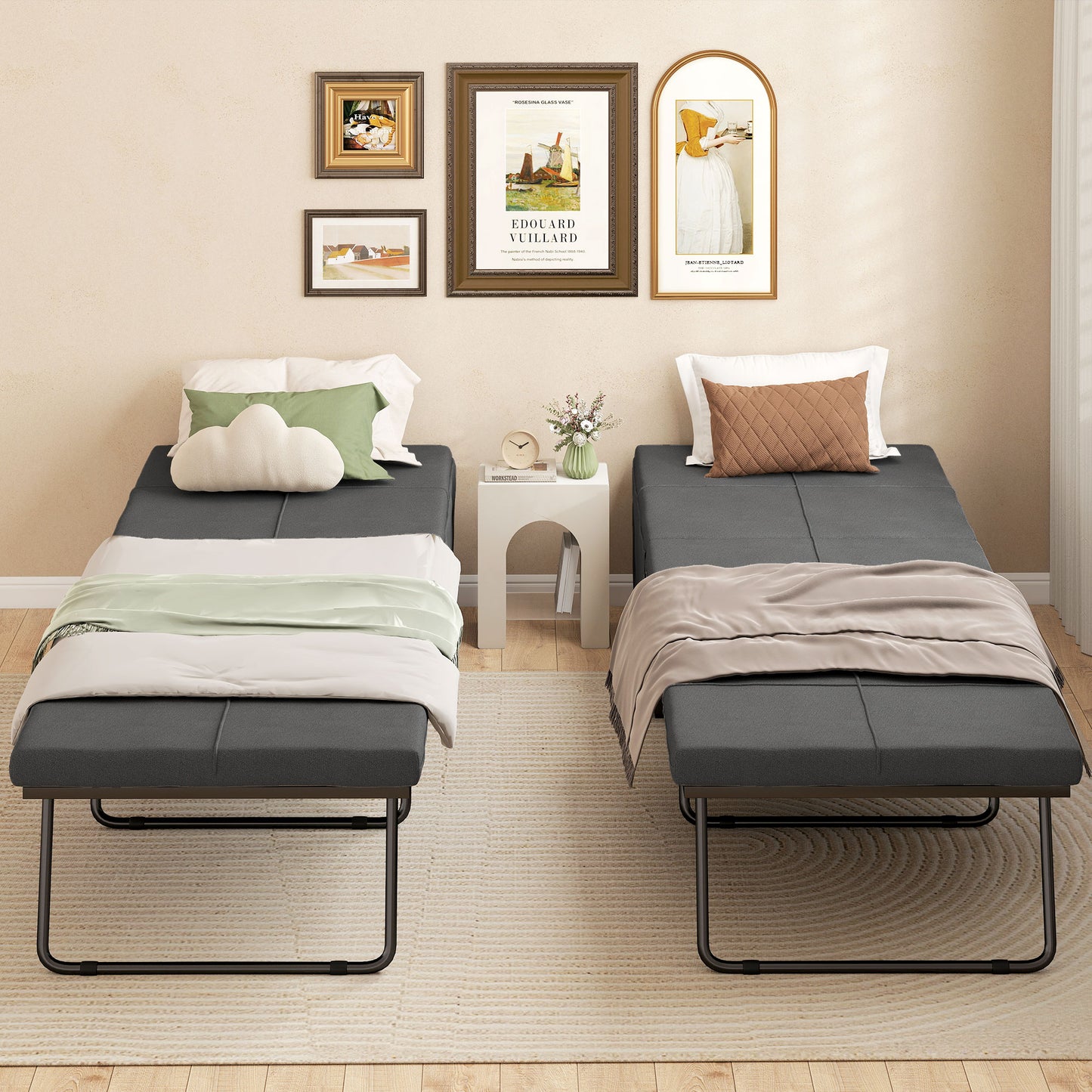HOMCOM Klappbett، mit Matratze und Schutzabdeckung، 190 × 69 × 38,5 سم، غراو