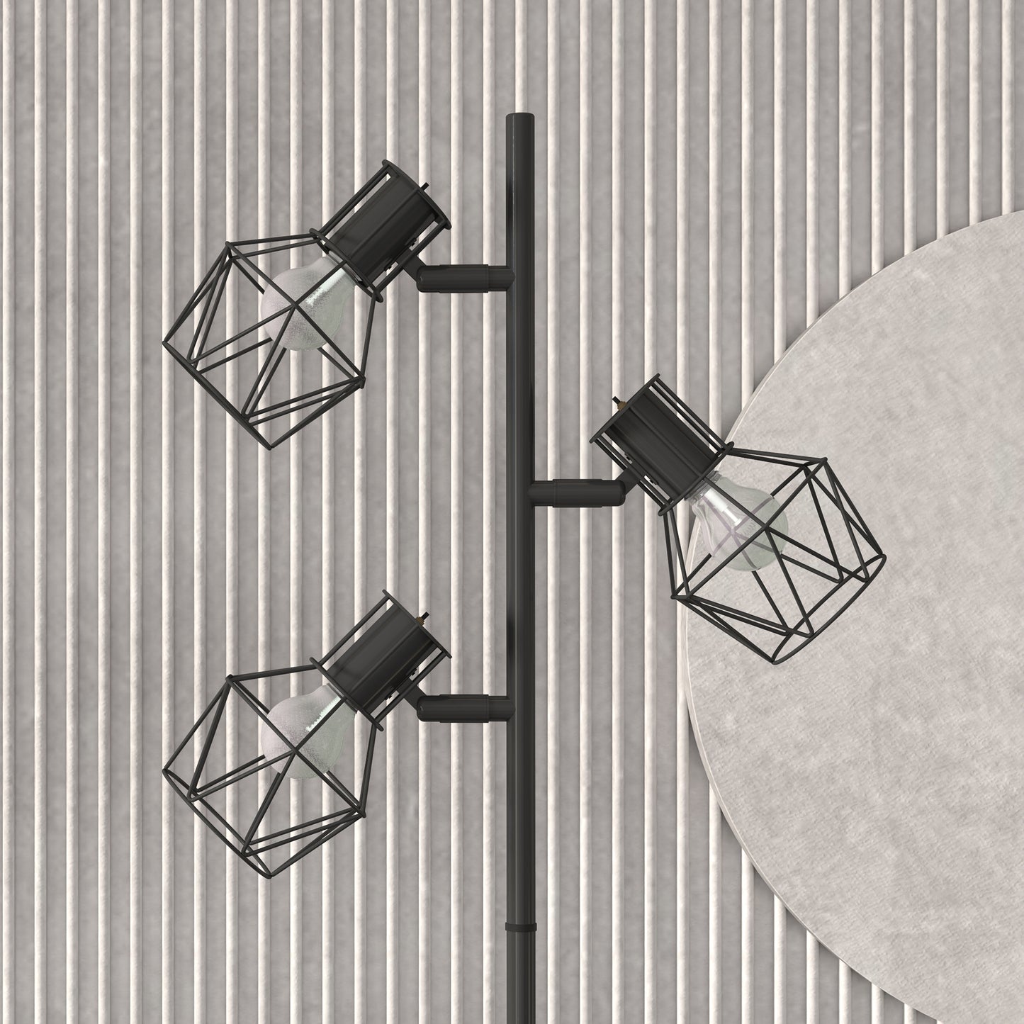 HOMCOM 3-Licht-Stehlampe med flexibel Leuchtelementen, baumähnliche Struktur, för Wohnzimmer och Schlafzimmer, Metall, Schwarz