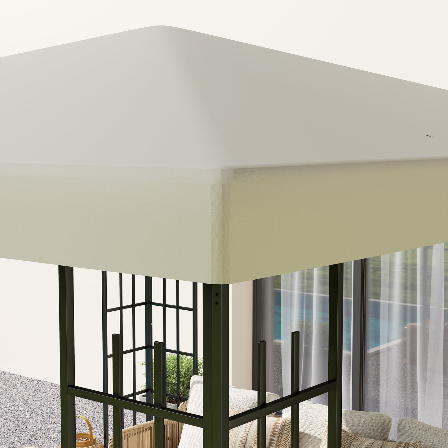 Outsunny 3 x 3 m Ersatzplane für Pavillon, Plane für Garten-Pavillon, mit Wasserablauföffnungen, UPF30+, Cremeweiß