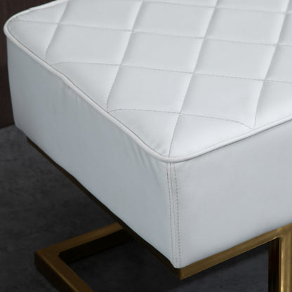 HOMCOM Sitzbank für Schlafzimmer Truhenbank Bettbank Wohnzimmer Kunstleder Metall Weiß+Gold 120 x 43 x 42 cm