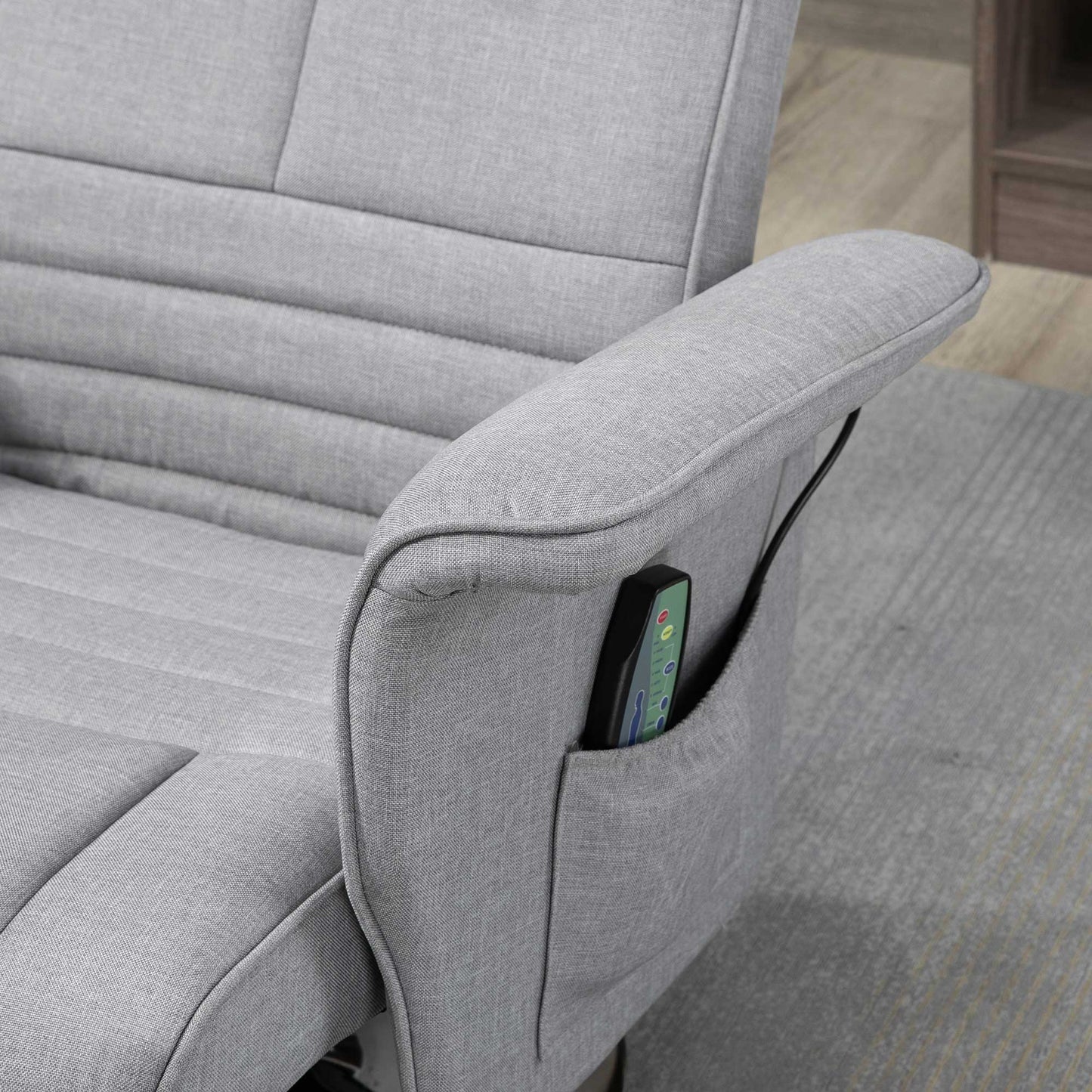 HOMCOM Massagesessel mit Hocker، neigbare Lehne، 78 × 95 × 88 سم، Hellgrau