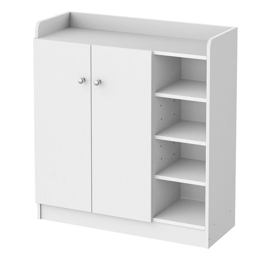 HOMCOM Schuhschrank Schuhkommode Schuhregal, 4 Regale. 1 Schrank, 83 cm x 30 cm x 90 cm, Weiß