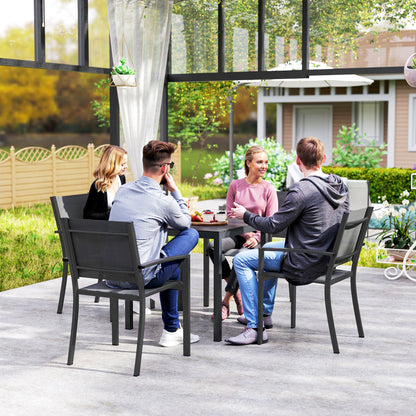 Outsunny Gartentisch Aluminium 73x73 cm Wetterfest Buffettisch mit Holzoptik, Campingtisch für 4 Personen Schwarz