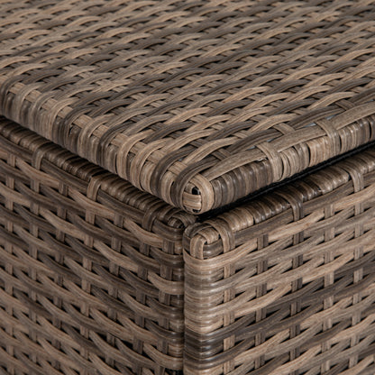 Outsunny Polyrattan Auflagenbox, Stoff-Innenauskleidung, leichtes Öffnen/Schließen, Metallrahmen, 75B x 75T x 70H cm, Schwarz