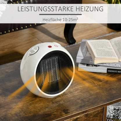 HOMCOM Heizlüfter Heizgerät Elektroheizer Heizer Heizung Wärme 900W/1500W Kunststoff Weiß+Schwarz 22 x 18,5 x 21 cm
