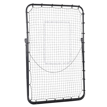 HOMCOM Fussball-Rückprallnetz, verstellbarer Winkel, höhenverstellbar, Rebounder, Kickback, Schwarz