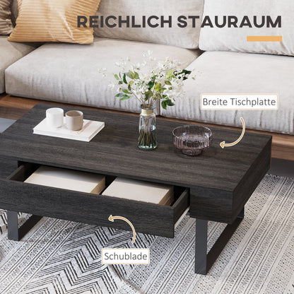 HOMCOM Couchtisch Wohnzimmertisch mit Schublade Modern Sofatisch mit Metallrahmen Beistelltisch Kaffeetisch für Wohnzimmer 110 x 60 x 40 سم، Dunkelgrau