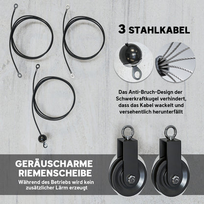 SPORTNOW Fitness Latzug Gym Fitnesssgeräte Kabelzug Pulley System Arm Krafttraining für Zuhause