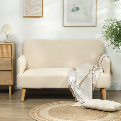 HOMCOM Zweisitzer-Sofa, kompakt, hautfreundlicher Bezug, bis 240 kg, 130x74x79 cm, Cremeweiß