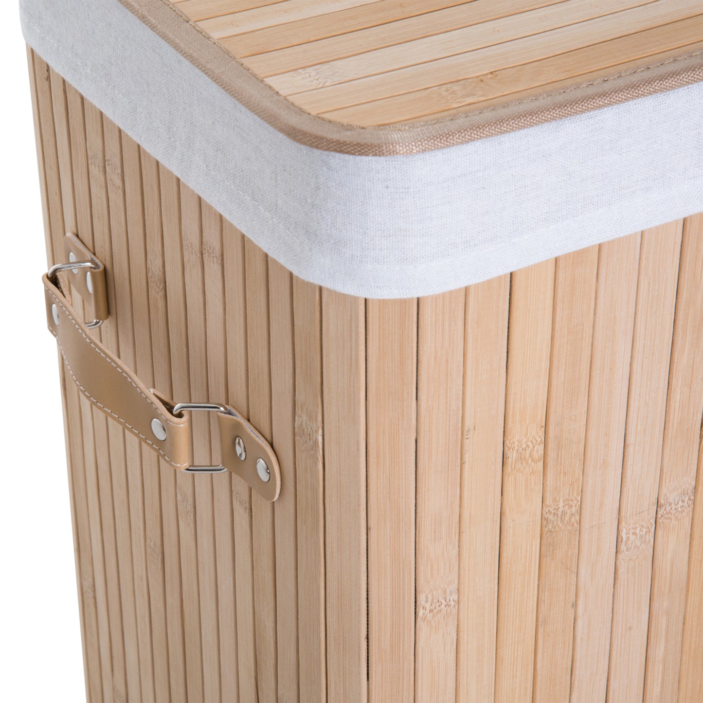 HOMCOM Wäschekorb schmal mit Deckel 72L Wäschesammler mit Griff، herausnehmbarer Wäschesack، Wäschebox for Washküche Schlafzimmer Badezimmer Natur