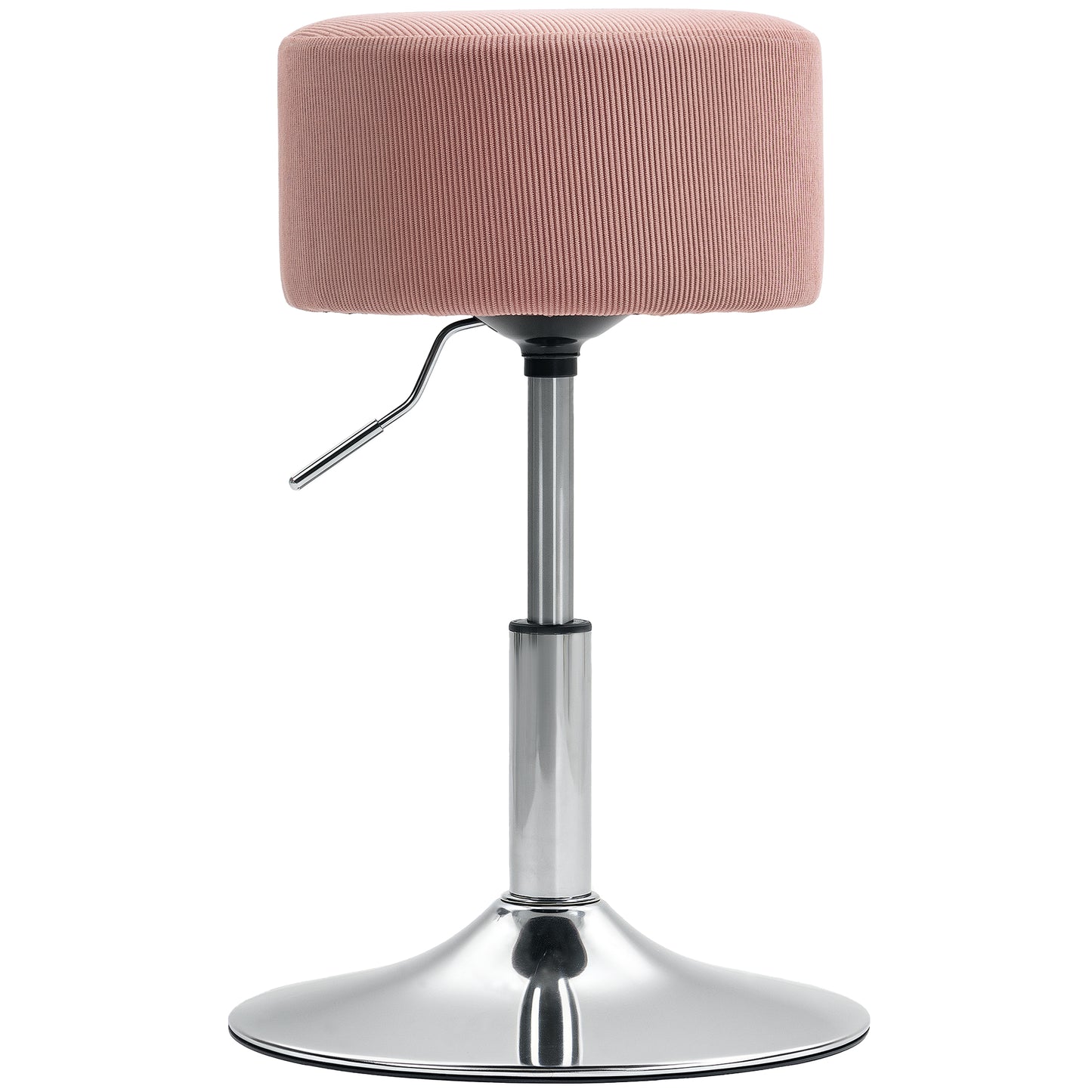 HOMCOM Barhocker, Gepolstert Barstuhl mit Metallgestell, Cordoptik, Höhenverstellbar 360° Drehbar Rosa
