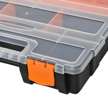 DURHAND 4PCS Werkzeugaufbewahrung Box Multifunktionales Werkzeugbox Sortierkasten Kleinteilemagazin Teile Kunststoff Orange+Schwarz 28,7 x 22,5 x 5,5 cm