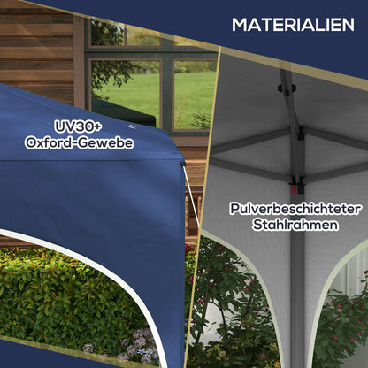 Outsunny Faltpavillon, höhenverstellbar, Metallstützen, robuste Plane, inkl. Tragetasche, 2,95 x 2,95 x 2,55m, Dunkelblau