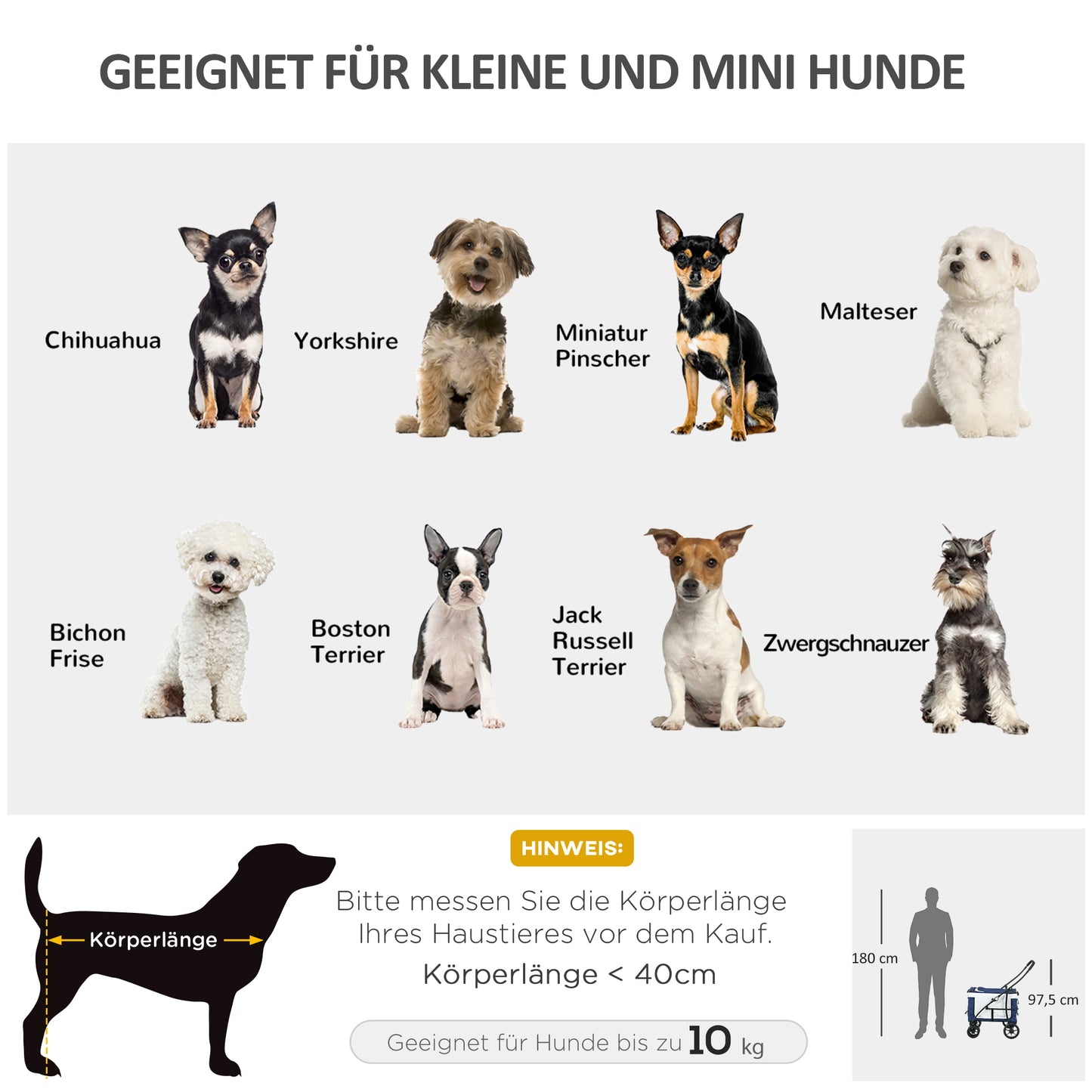 PawHut Hundbuggy Haustierbuggy Haustiertransporter bis 10kg klappbar verstellbare Trageriemen abnehmbarer Korb 81 x 58 x 97,5 سم شوارز + بلاو + فايس