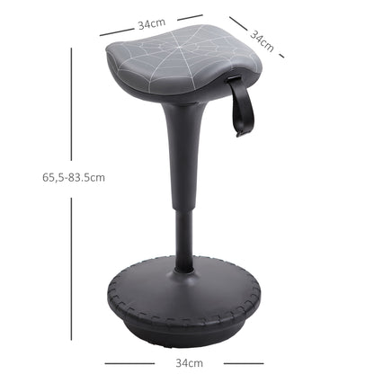 Vinsetto Bürohocker mit Schwenkfunktion, ergonomischer Hocker, höhenverstellbar 65,5-83,5 cm 120° neigbar Grau
