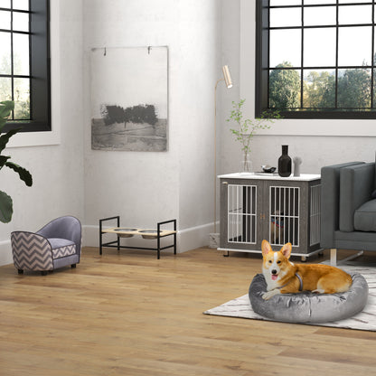 PawHut Haustiersofa Hundecouch Hundesofa Hundebett Hundematte Katze Kissen gepolstert Holz Schaumstoff Grau 68,5 x 40,5 x 40,5 cm