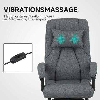 Vinsetto Massage-Bürostuhl, USB-Schnittstelle, schwenkbare Räder, Dunkelgrau