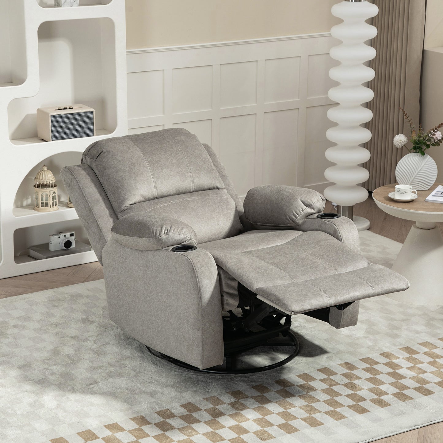HOMCOM Relaxsessel mit Fußstütze und Liegefunktion, inkl. Getränkehalter, bis 150 kg, Braun