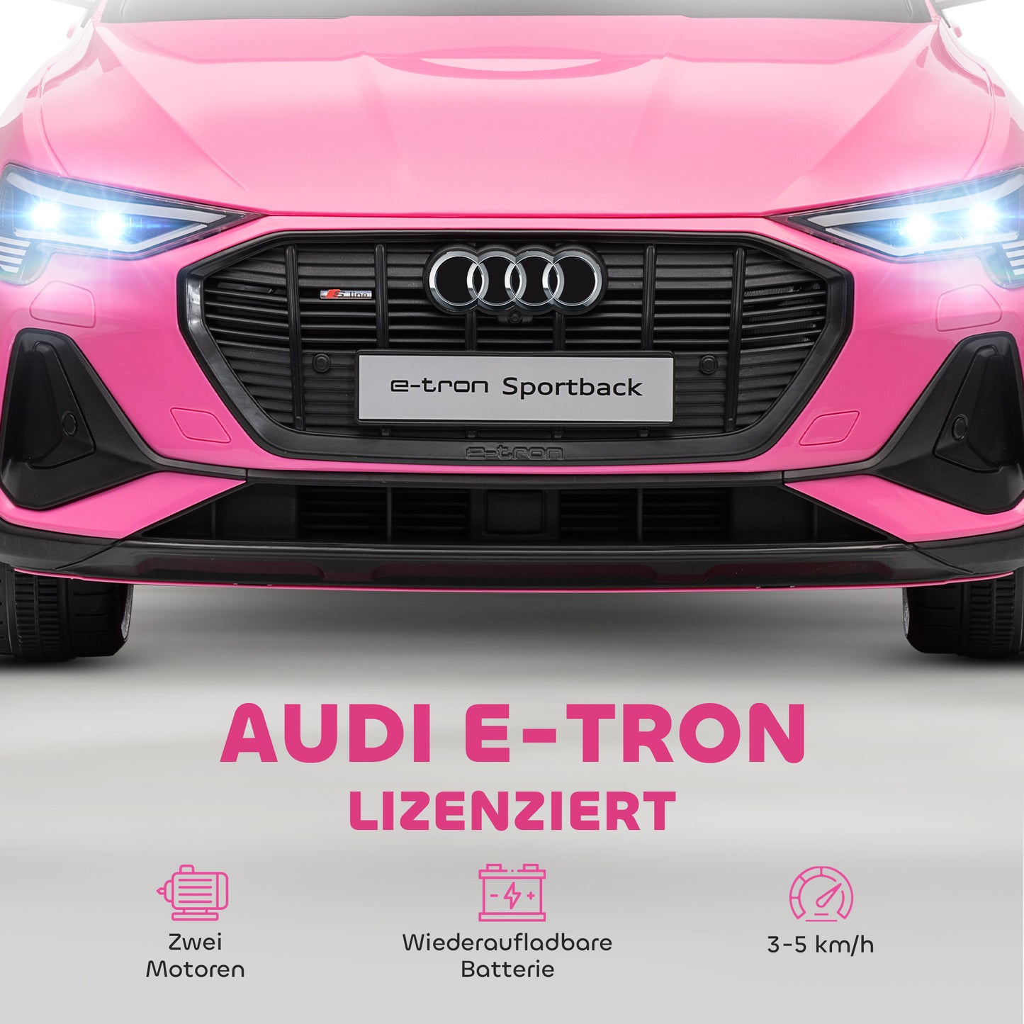 HOMCOM Elektro Kinderauto 12V Elektrofahrzeug Audi E-tron Elektroauto mit Fernbedienung, Sicherheitsgurt, für 3-5 Jahre