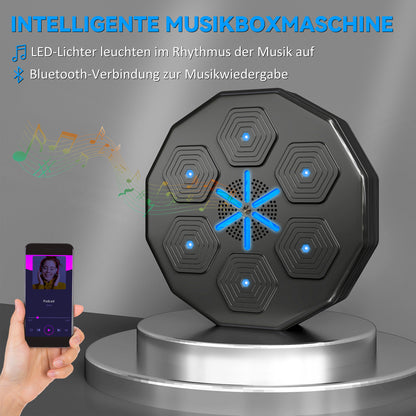 SPORTNOW Boxtrainer mit Musikfunktion, Bluetooth, leuchtende Punkte, Wandaufhängung, Kunstleder, Schwarz